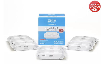 日本製紙 日本VCS スコッティ トイレに流せる厚手ウェットタオル 80枚x8袋 cos-76802
