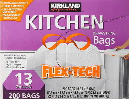 Kirkland カークランドシグネチャー ひも付き ゴミ袋 49L x 200枚