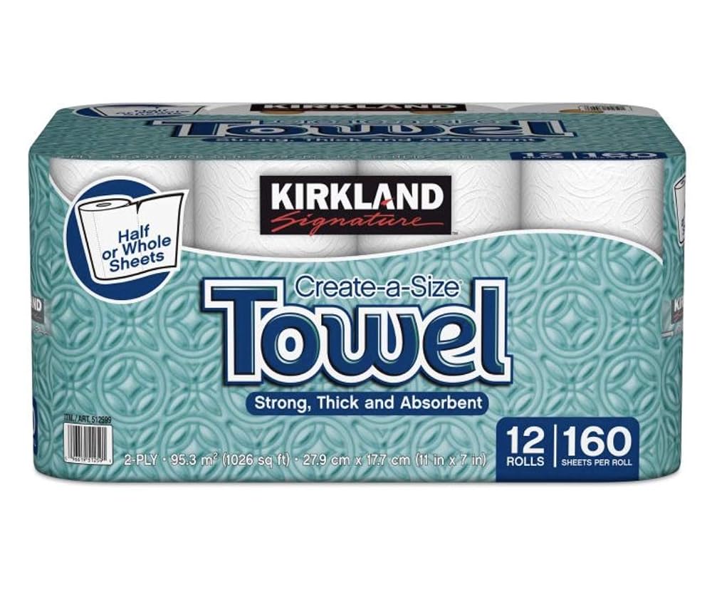 KIRKLAND カークランド シグネチャー ロールタオル(ペーパータオル) 2枚重ね 160カット12ロール