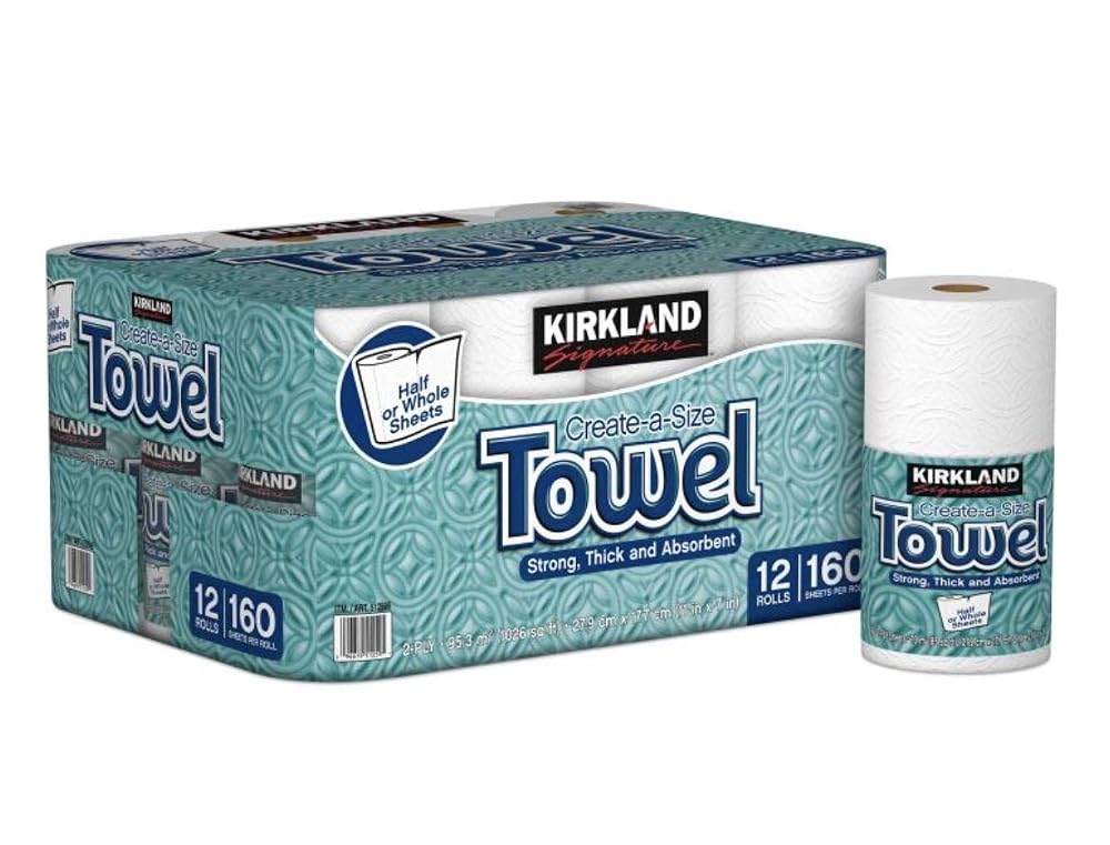 KIRKLAND カークランド シグネチャー ロールタオル(ペーパータオル) 2枚重ね 160カット12ロール