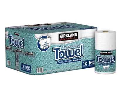 KIRKLAND カークランド シグネチャー ロールタオル(ペーパータオル) 2枚重ね 160カット12ロール