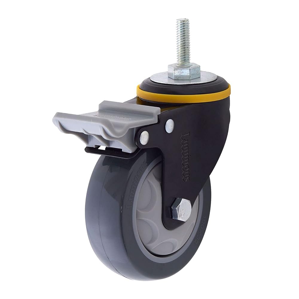 ルミナス ウレタンキャスター ネジ式 車輪径100mm ストッパー付き L100US-GYN
