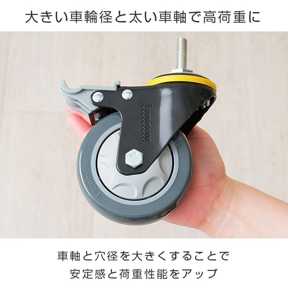 ルミナス ウレタンキャスター ネジ式 車輪径100mm ストッパー付き L100US-GYN