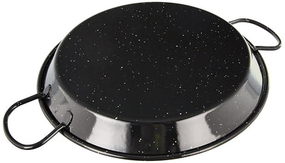 La Valenciana 30 cm Enamelled Steel Induction Compatible Paella Pan with Ceramic Handles, Black