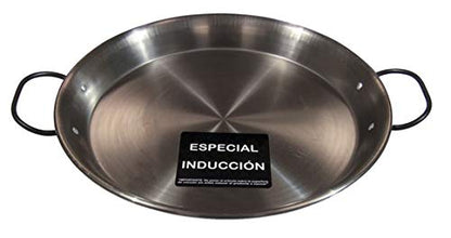La Valenciana 30 cm Enamelled Steel Induction Compatible Paella Pan with Ceramic Handles, Black