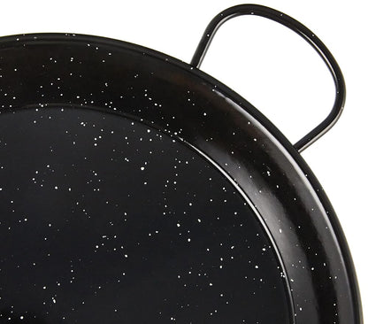 La Valenciana 30 cm Enamelled Steel Induction Compatible Paella Pan with Ceramic Handles, Black