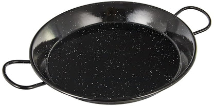La Valenciana 30 cm Enamelled Steel Induction Compatible Paella Pan with Ceramic Handles, Black