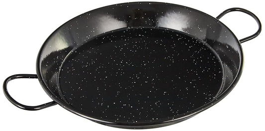 La Valenciana 30 cm Enamelled Steel Induction Compatible Paella Pan with Ceramic Handles, Black