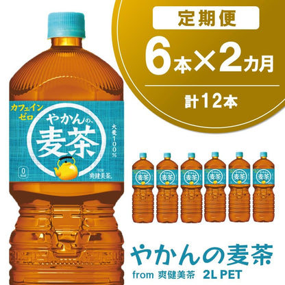 【2カ月定期便】やかんの麦茶 from 爽健美茶 PET 2L (6本×2回) Z4-Z090319