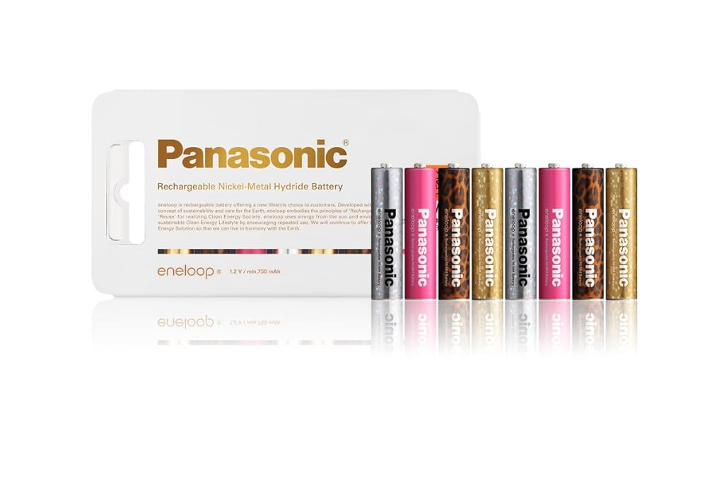 Panasonic eneloop tones glamorous(限定モデル) 単4形充電式ニッケル水素電池 8本入り(スタンダードモデル) Leopard・Pixie Gold・Pixie Silver・Pink BK-4MCC/8GL